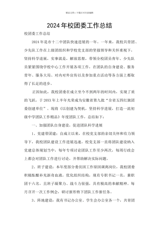 2024年校团委工作总结