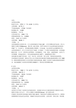 八大行星详细资料