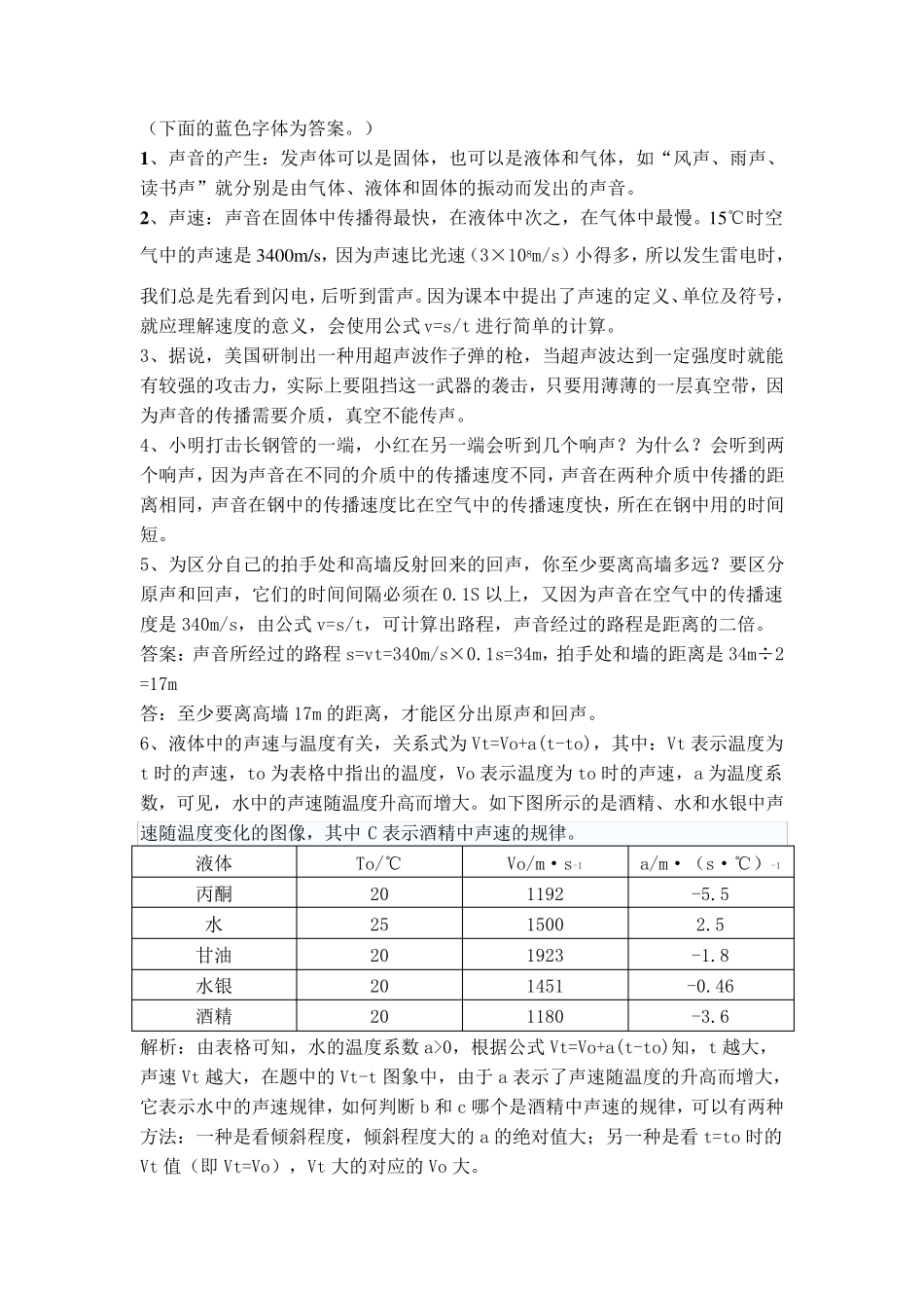 八年级上册物理重难点题型及答案_第1页