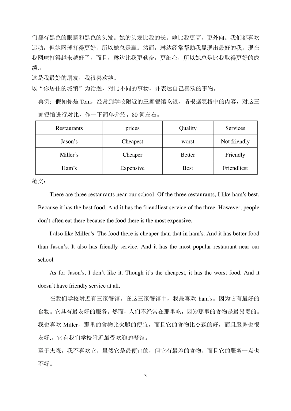八年级上册英语作文范文(加翻译打印版)_第3页