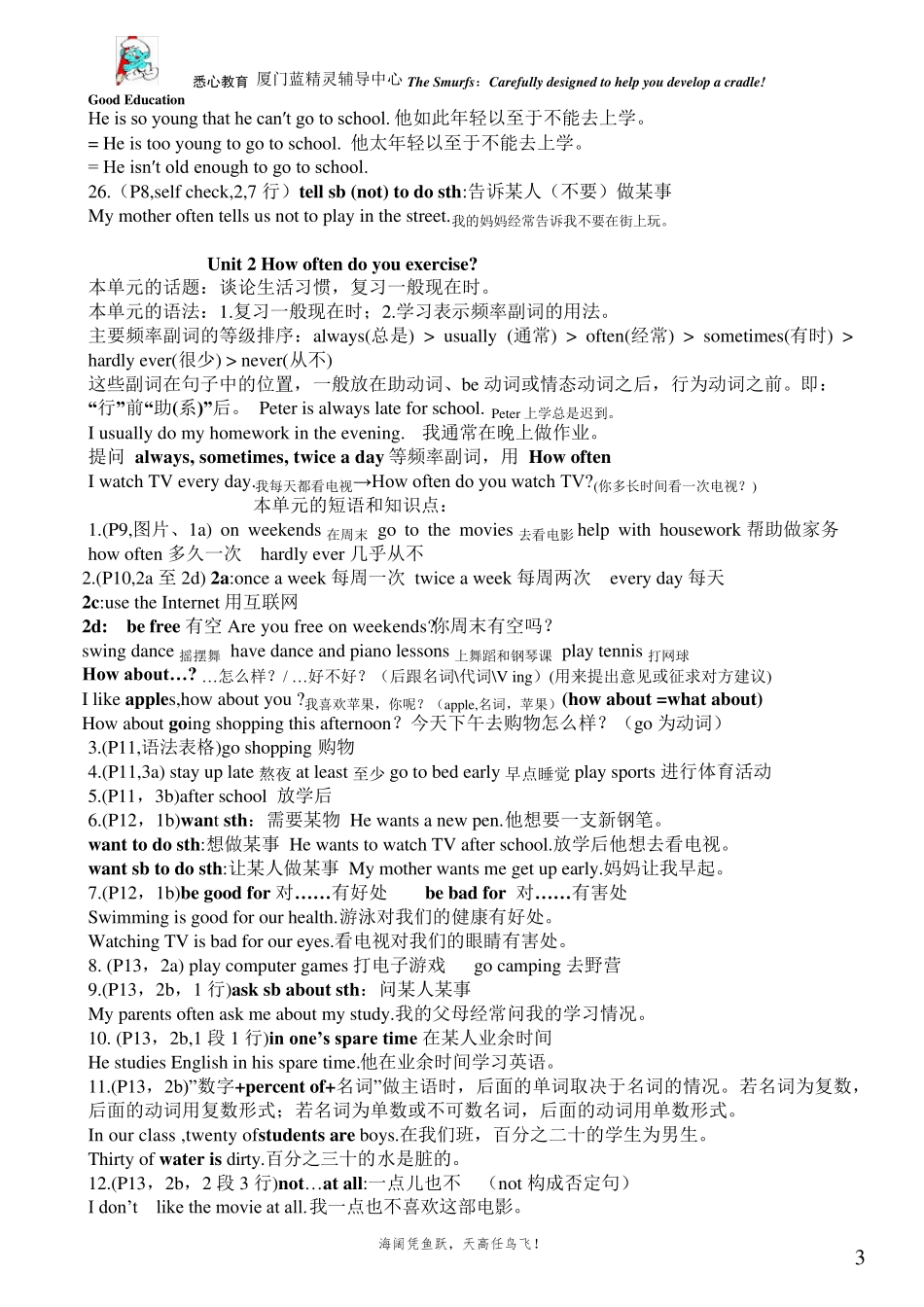 八年级上册英语各单元知识点归纳总结_第3页