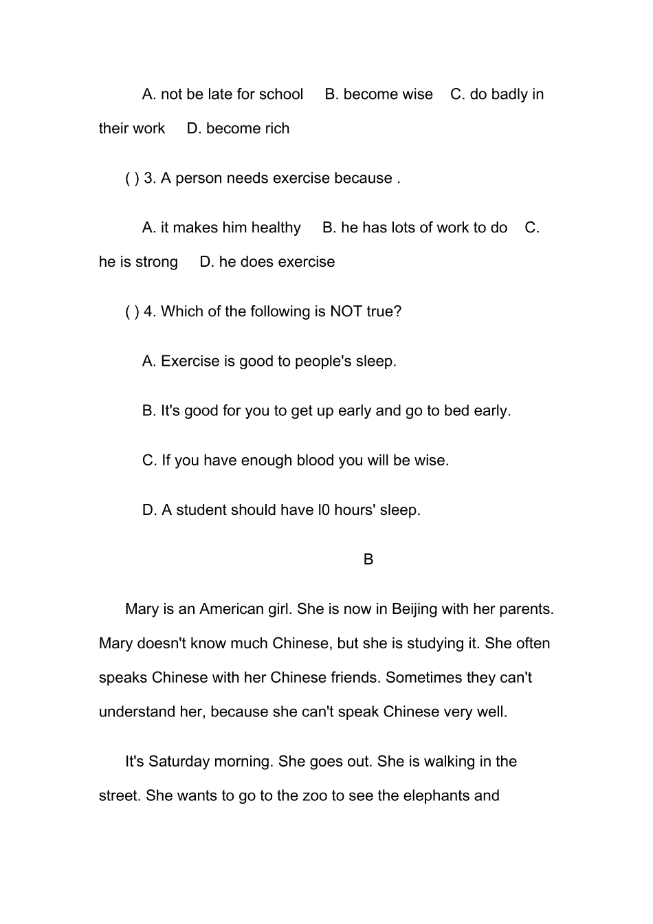 八年级上英语第一单元阅读理解_第2页