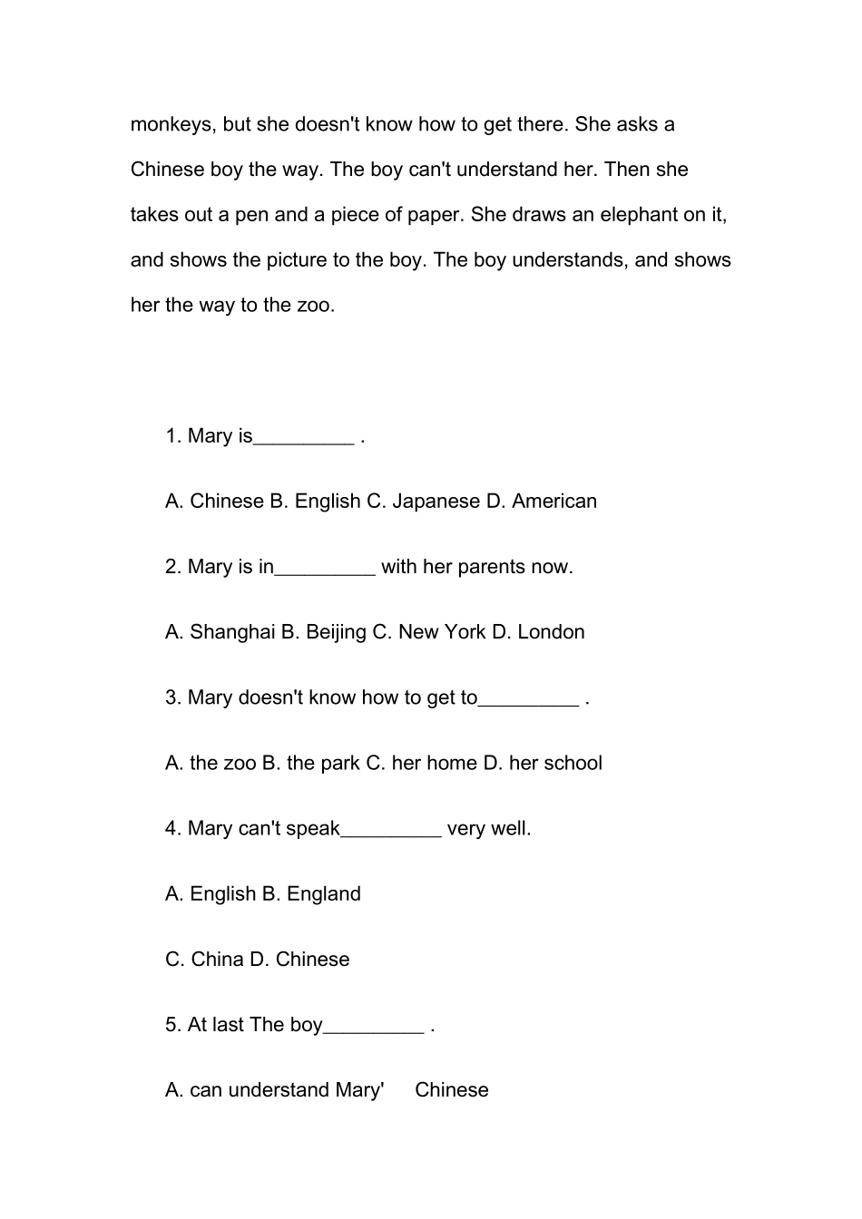 八年级上英语第一单元阅读理解_第3页