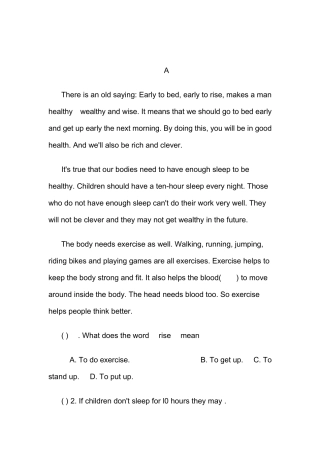 八年级上英语第一单元阅读理解