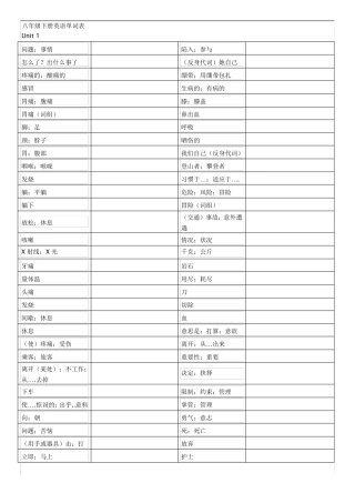 八年级下册人教版英语单词常用短语表(听写版)