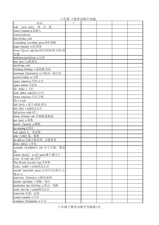 八年级下册单词集中突破