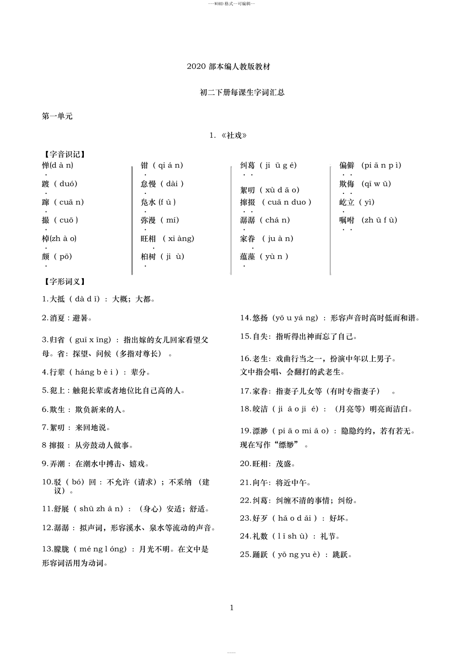 八年级下册生字词(汇总)_第1页