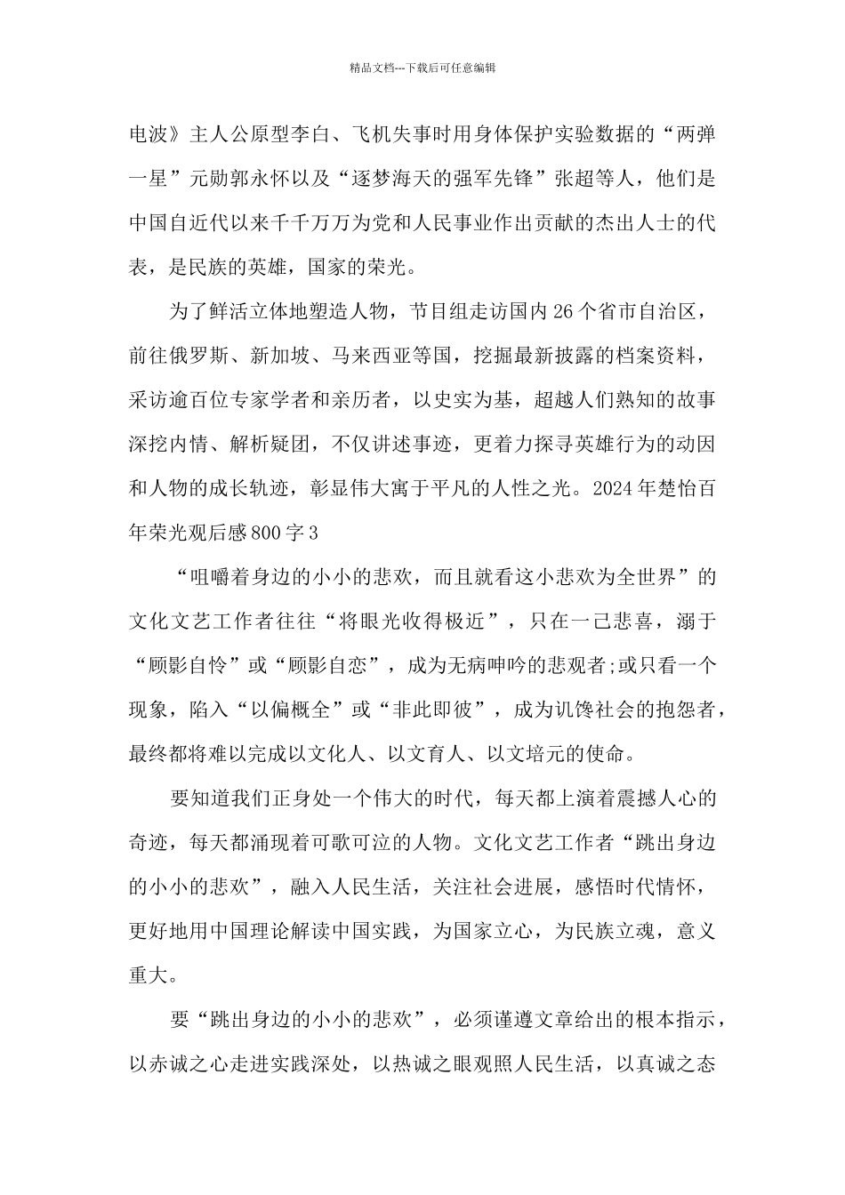 2024年楚怡百年荣光观后感800字_第3页