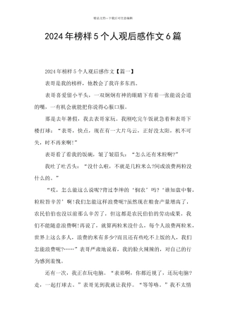 2024年榜样5个人观后感作文6篇