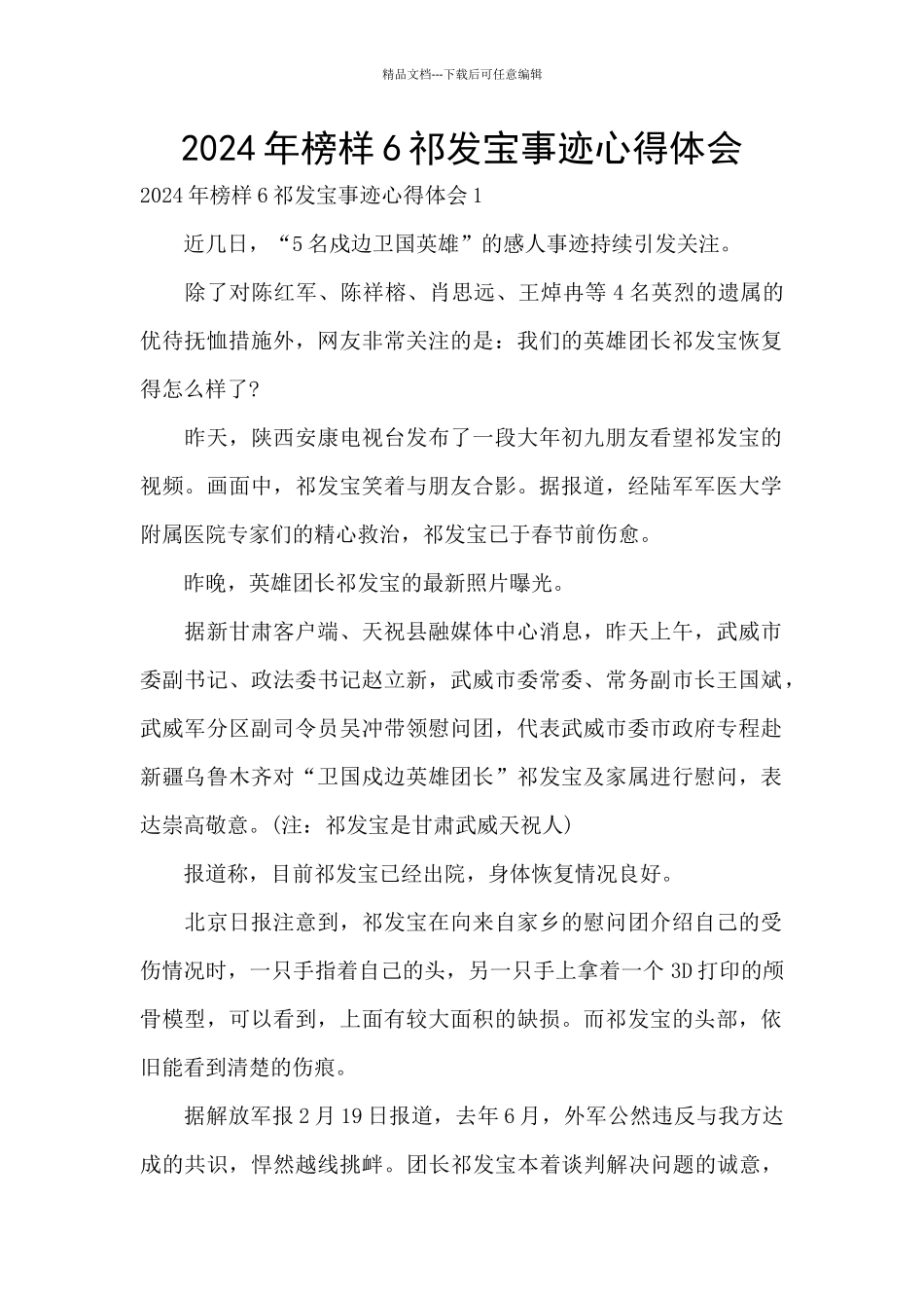 2024年榜样6祁发宝事迹心得体会_第1页