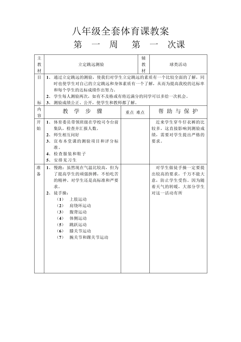 八年级体育教案_第1页