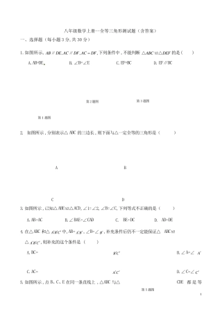 八年级数学上册全等三角形测试题