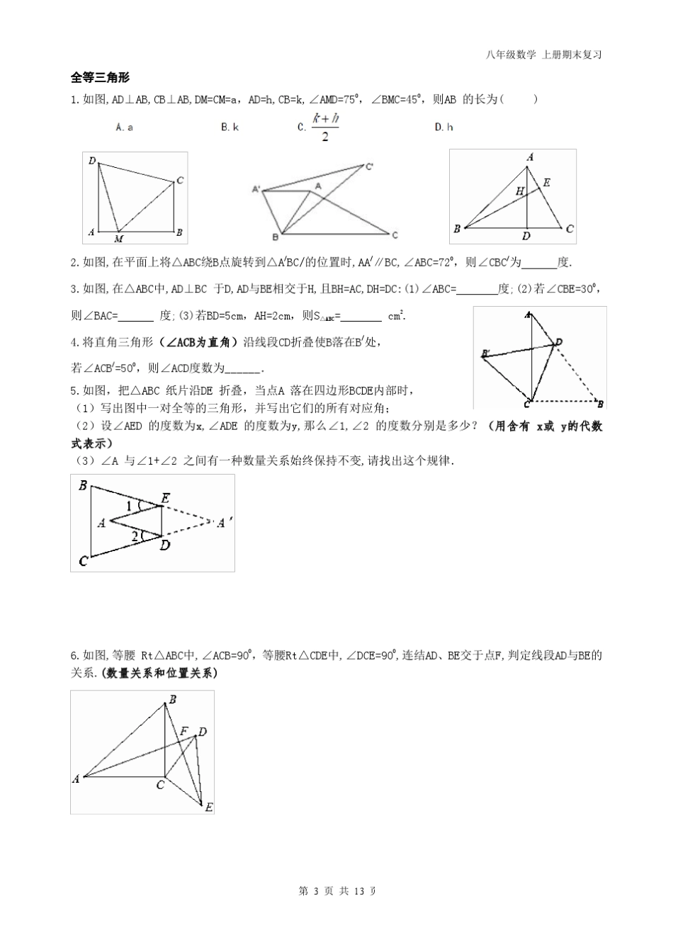 八年级数学上册重点难点题复习_第3页