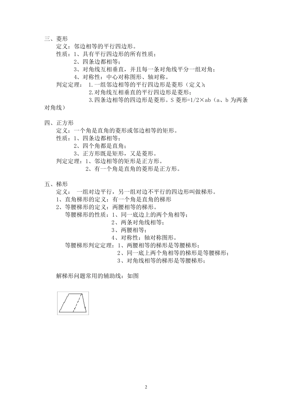 八年级数学下册四边形知识点总结_第2页