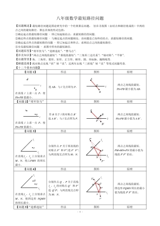 八年级最短路径归纳小结