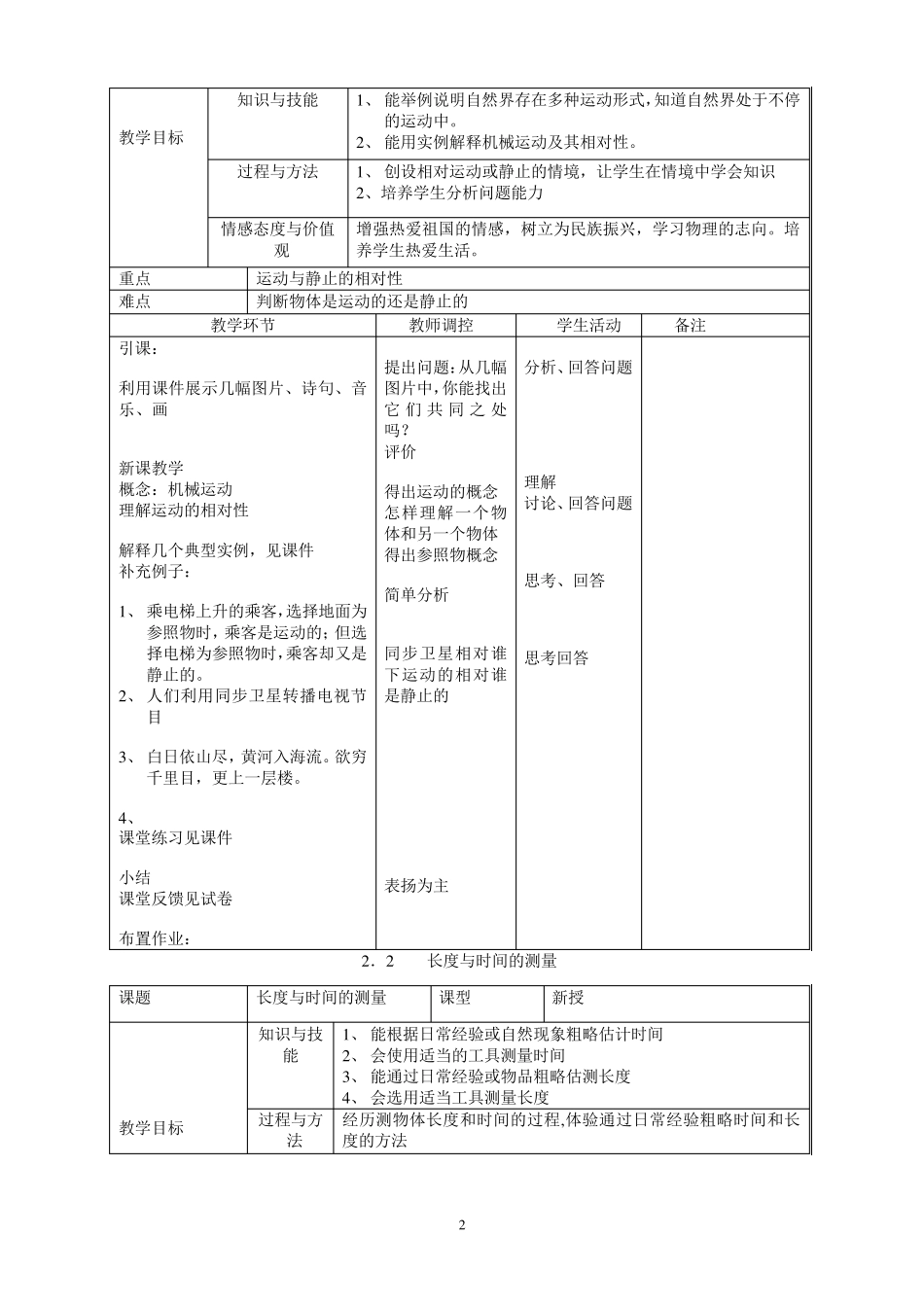 八年级物理教案(沪科版)新_第2页