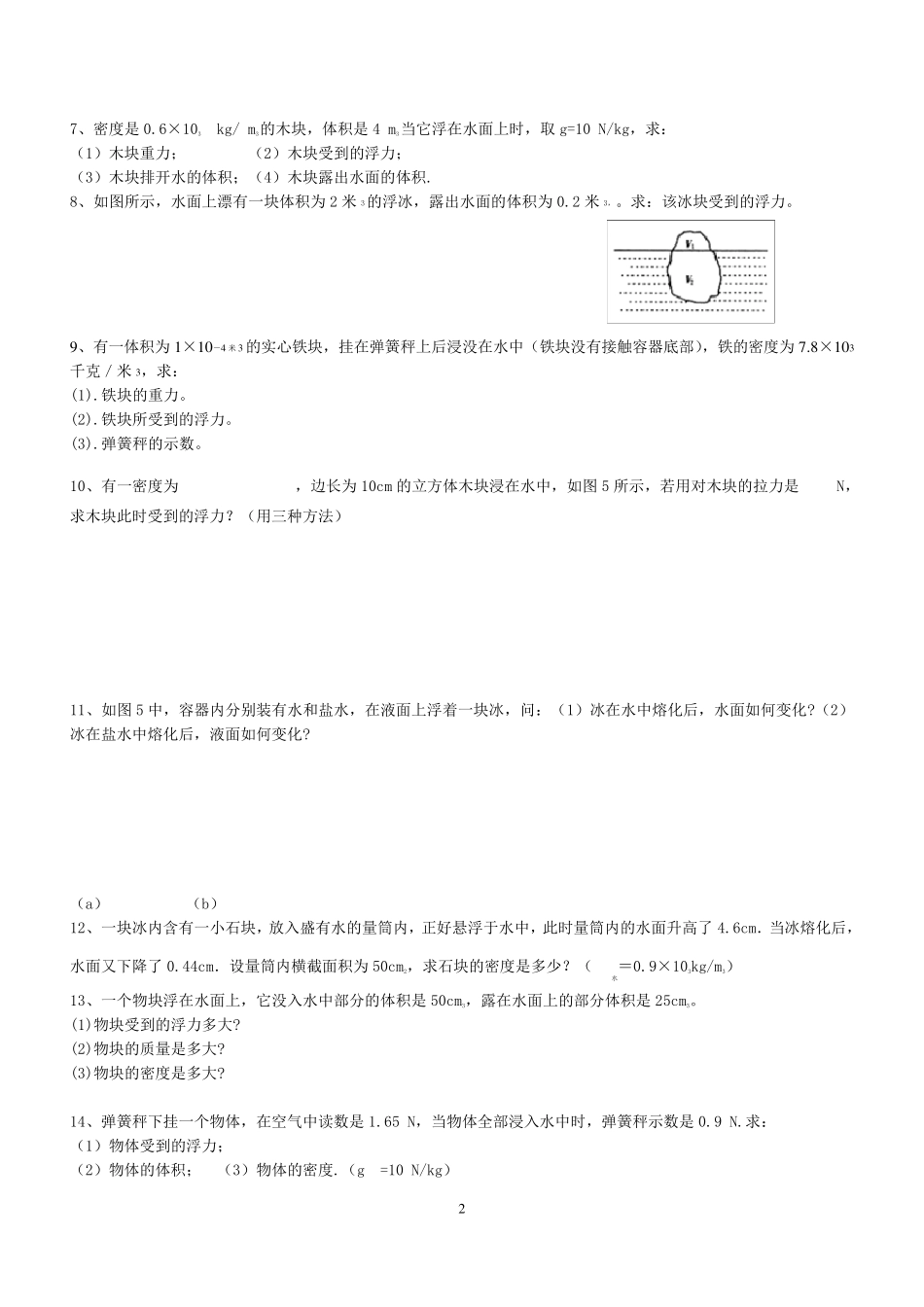八年级物理浮力计算题_第2页
