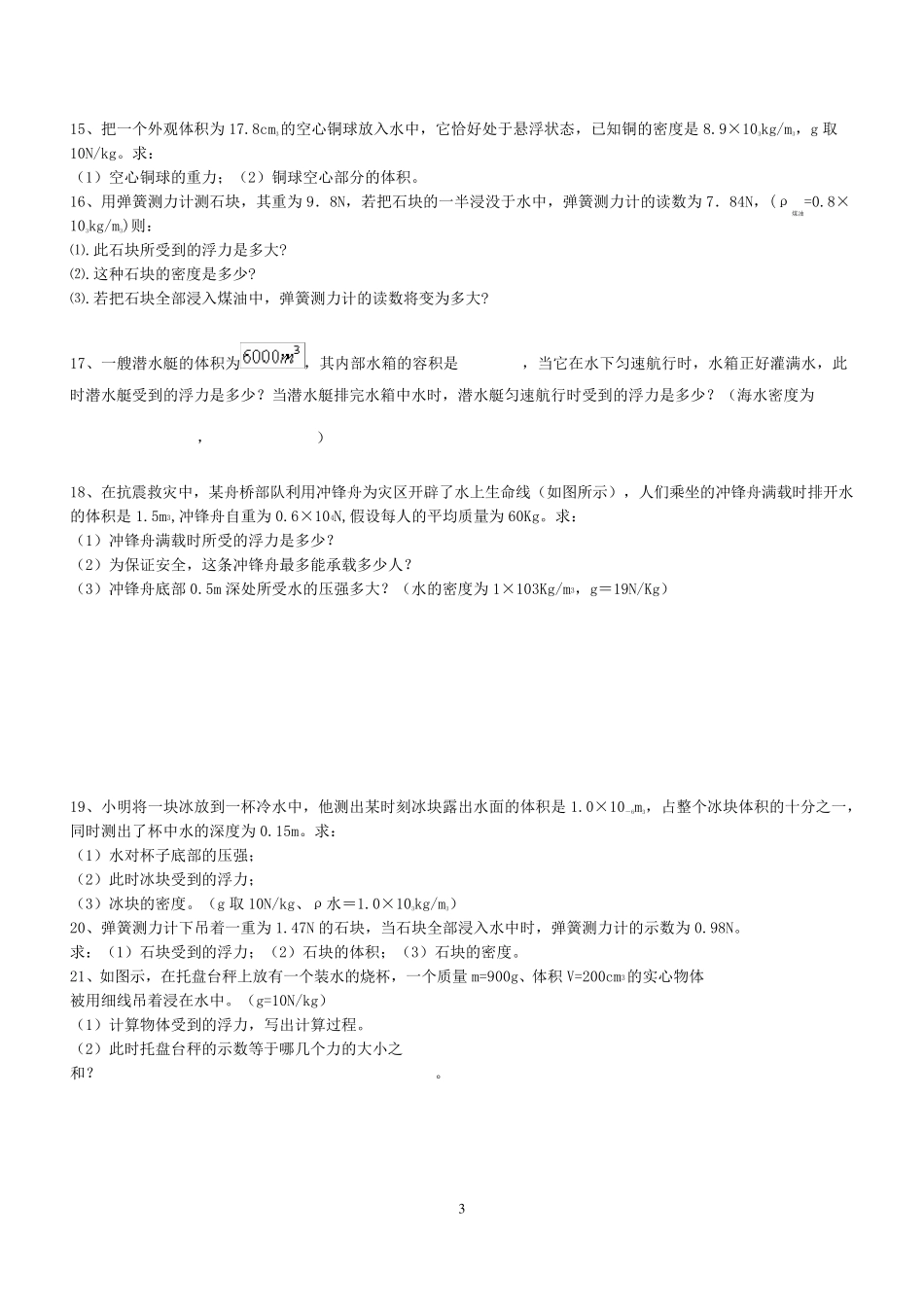 八年级物理浮力计算题_第3页