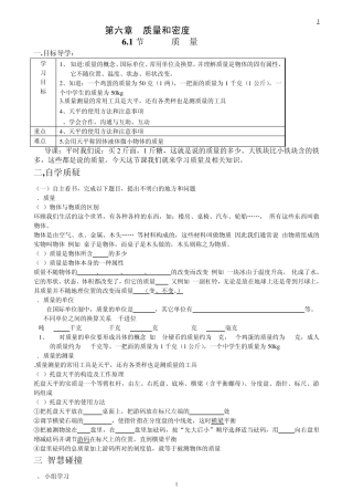 八年级物理第六章_质量和密度教学案