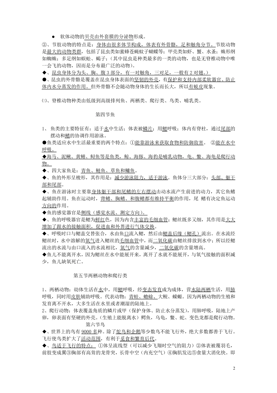 八年级生物上册_复习提纲_新人教版_第2页