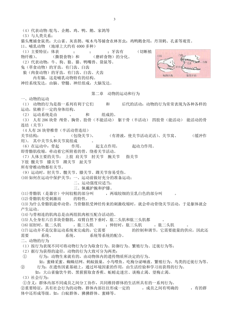 八年级生物上册知识点归纳总结填空式_第3页