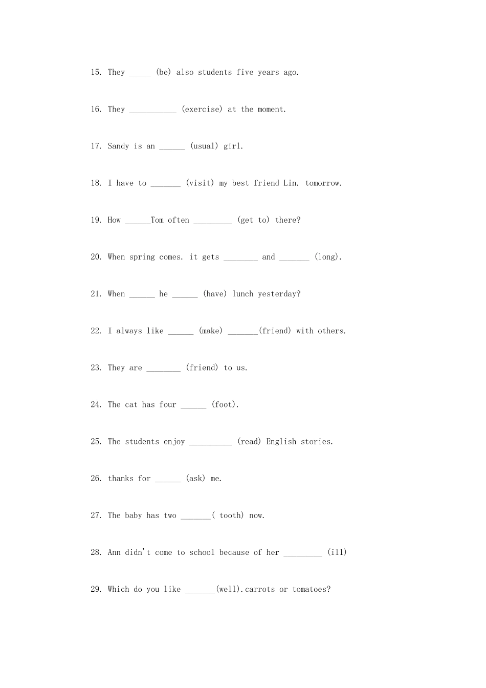 八年级英语用词适当形式填空_第2页