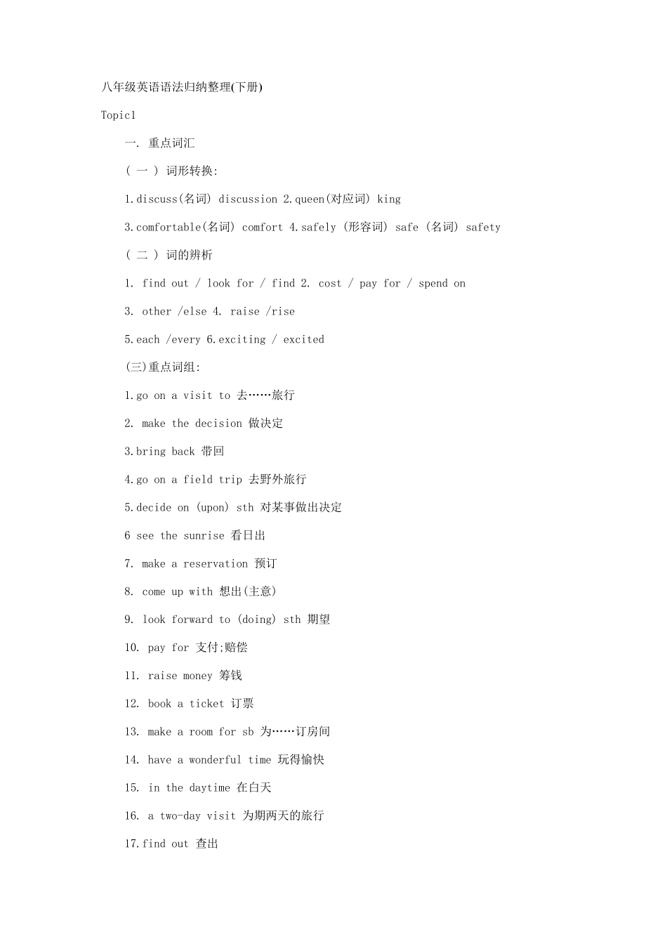 八年级英语语法归纳整理_第1页