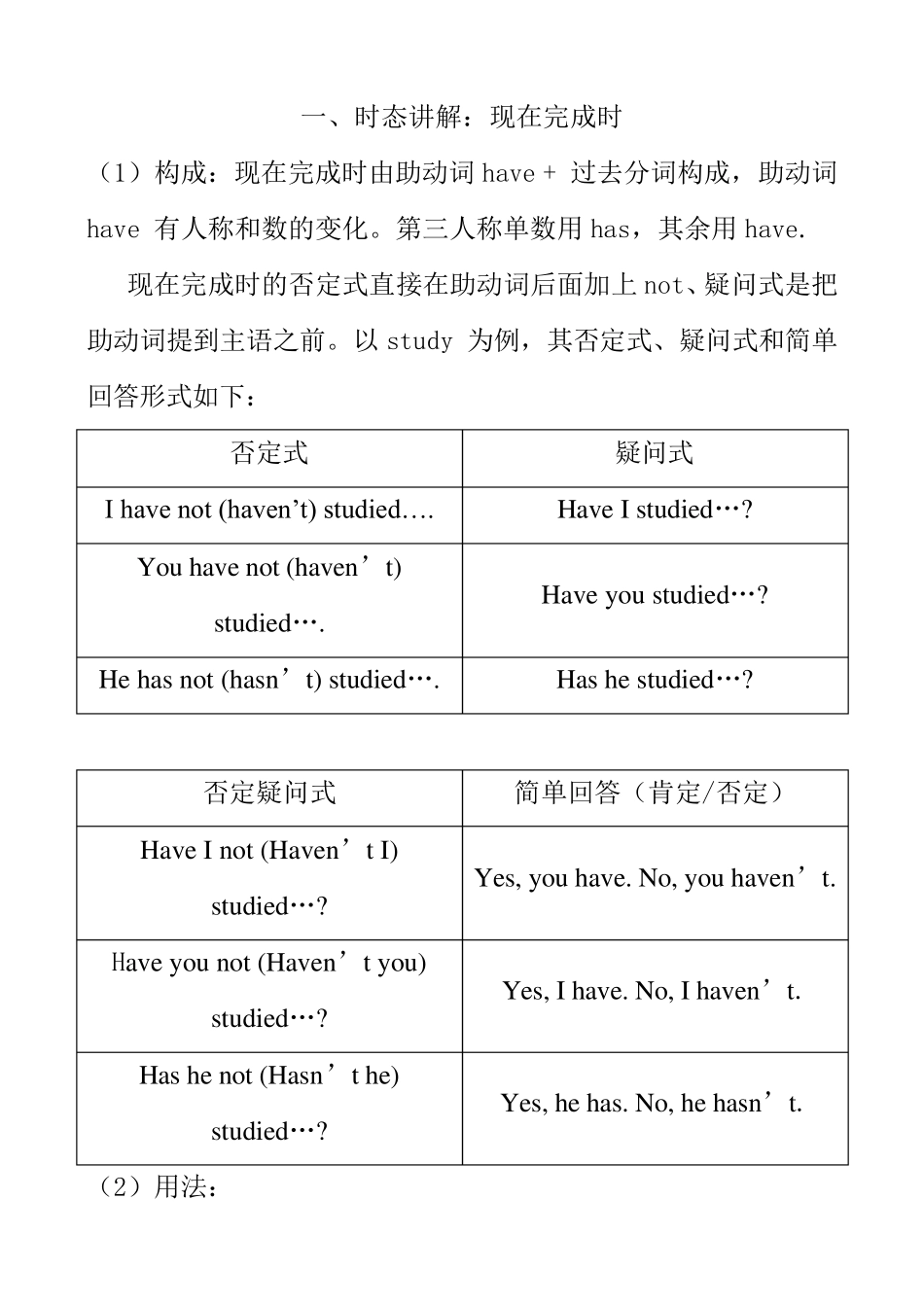 八年级英语语法现在完成时练习题及答案_第1页