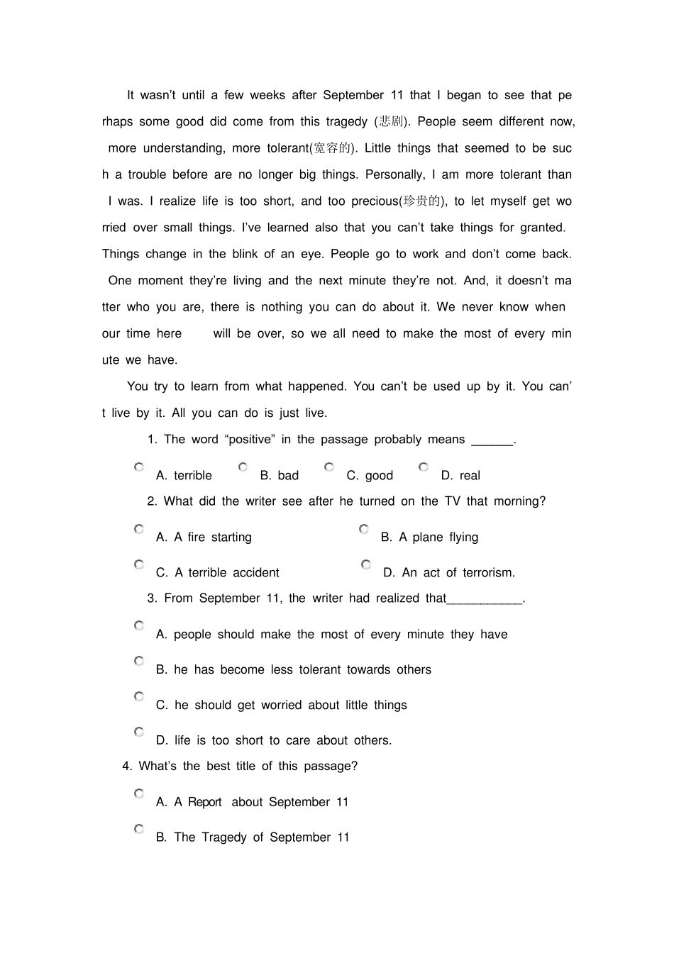 八年级英语阅读理解试题及答案讲解01_第3页