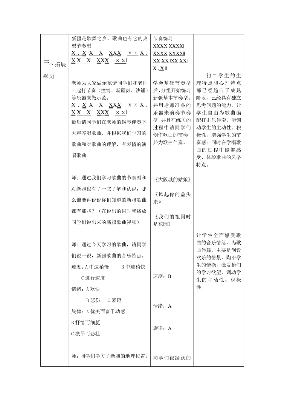 八年级音乐《青春舞曲》教学设计_第3页
