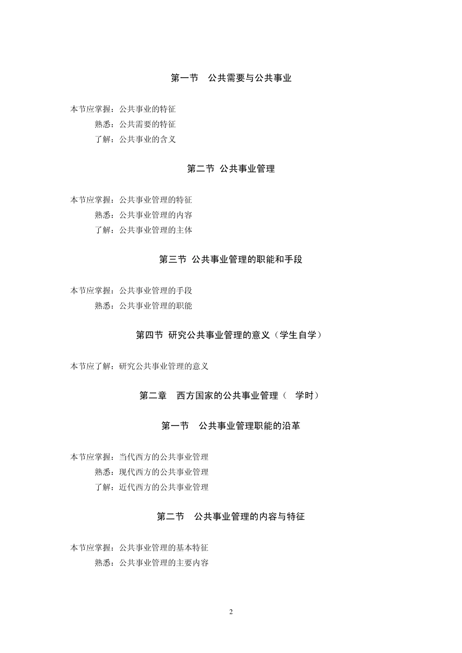 公共事业管理概论(教学大纲)_第2页