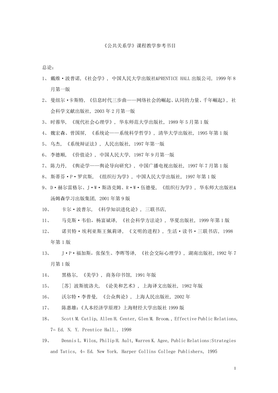 公共关系参考书目_第1页