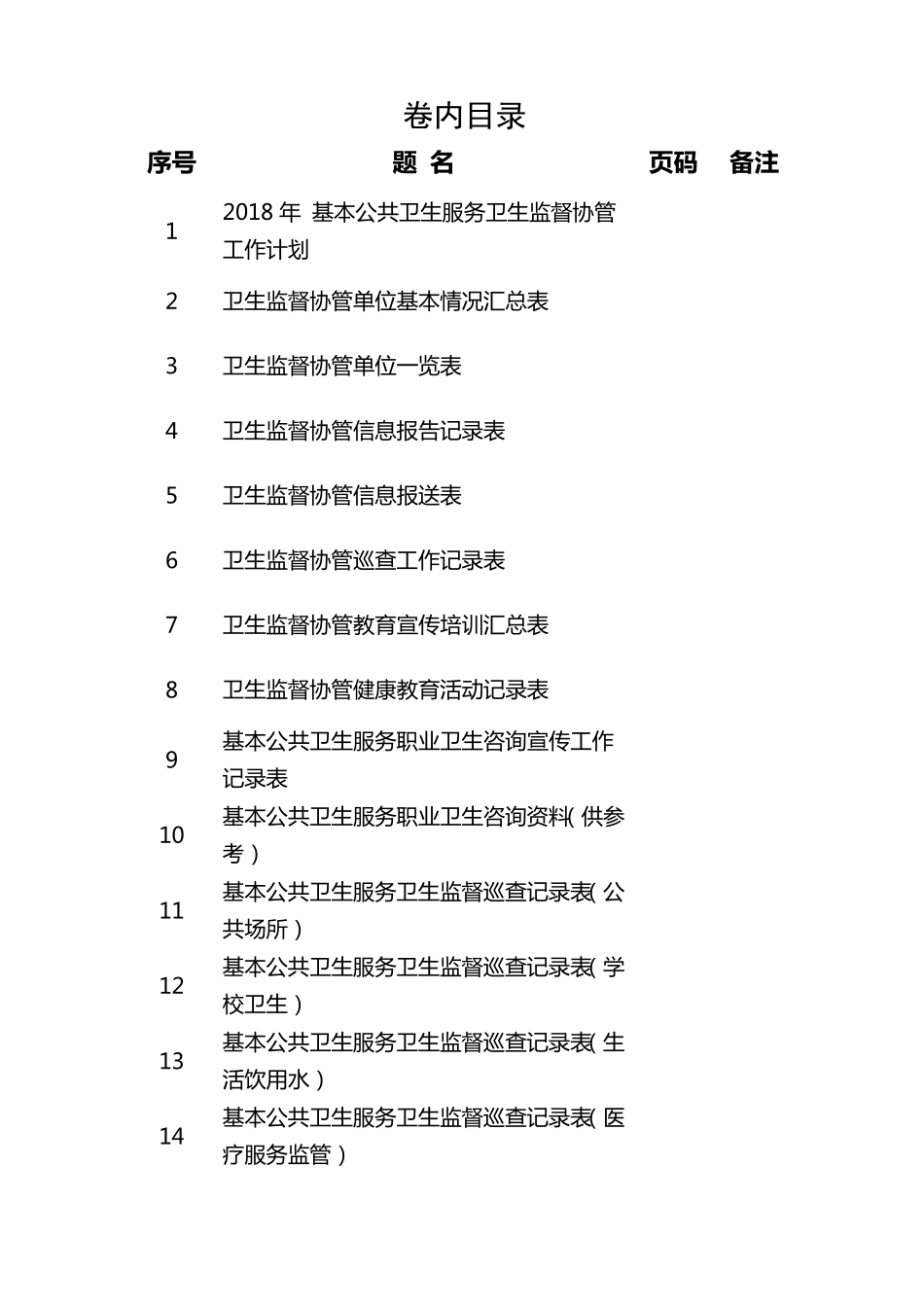 公共卫生服务卫生监督协管台账资料_第2页