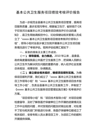 公共卫生服务项目考核报告