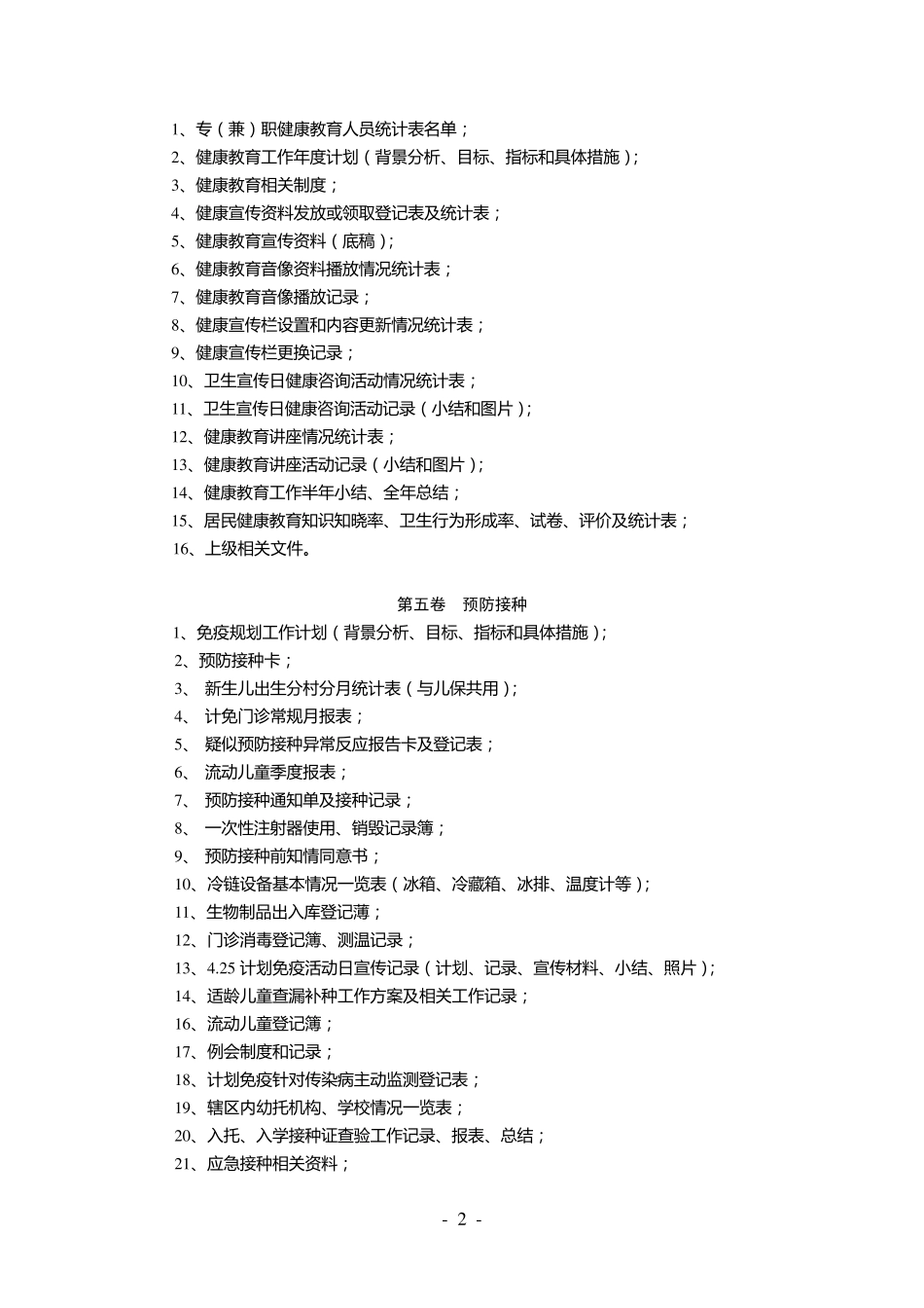 公共卫生项目归档管理目录样本_第2页