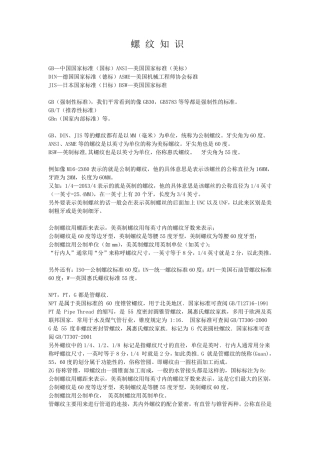 公制美标英制螺纹