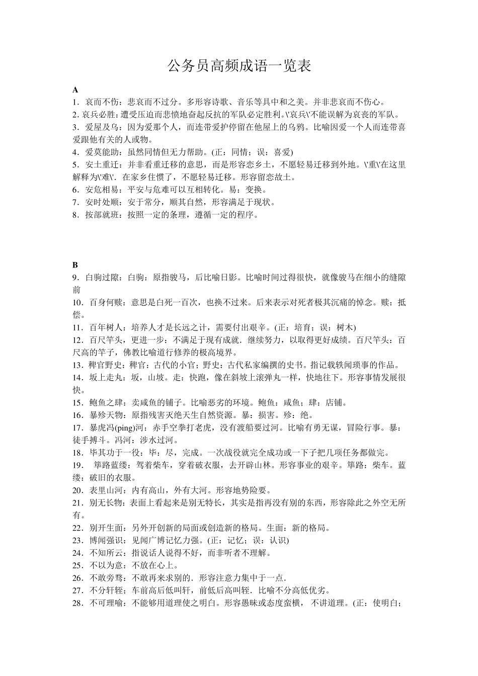 公务员(高考)高频成语_第1页