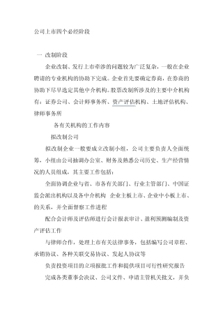 公司上市四个必经阶段