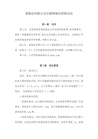 公司互联网域名管理办法