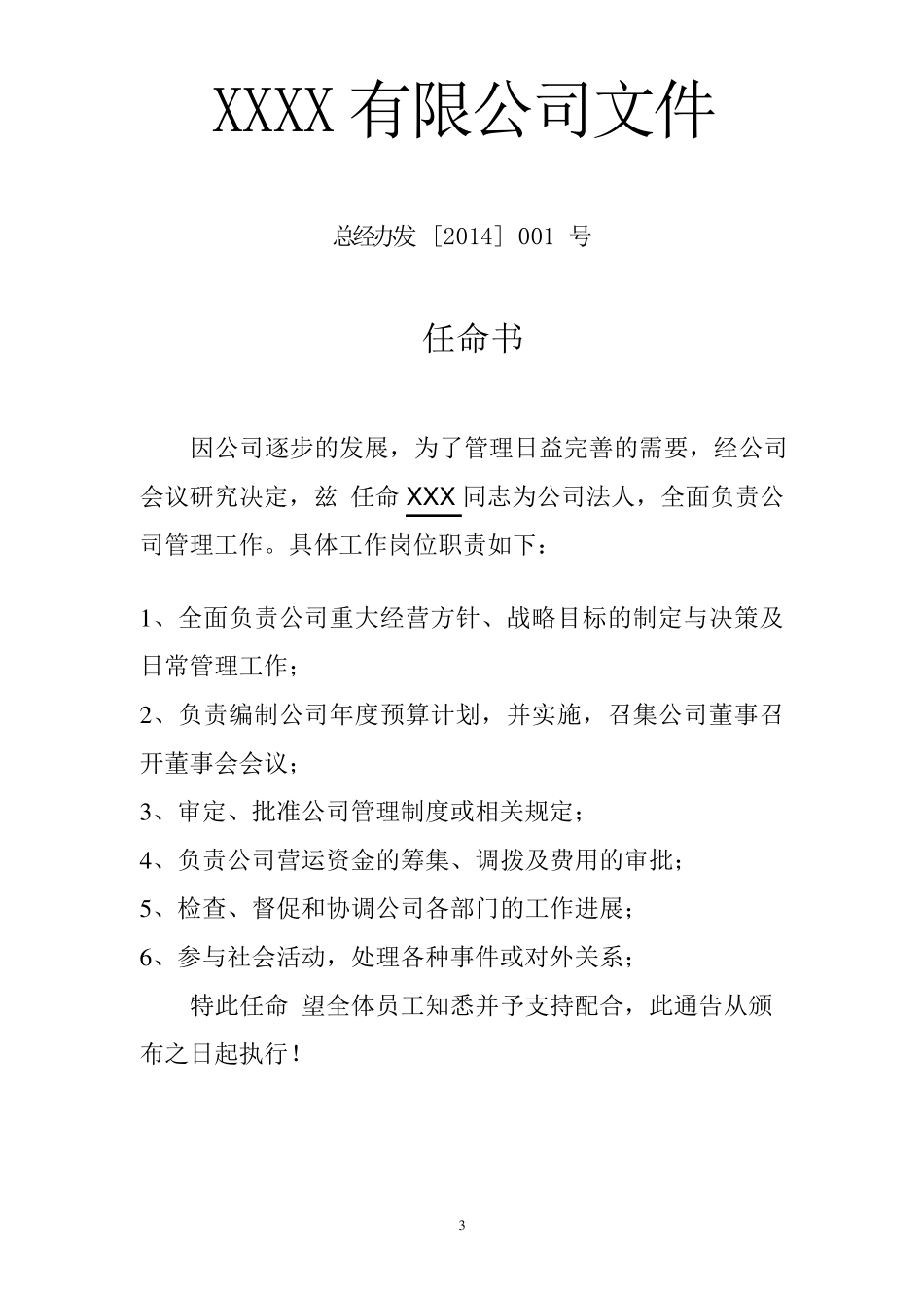 公司人事任命及岗位职责红头文件_第3页