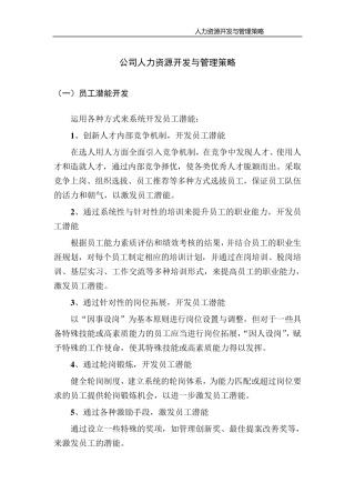 公司人力资源开发与管理策略