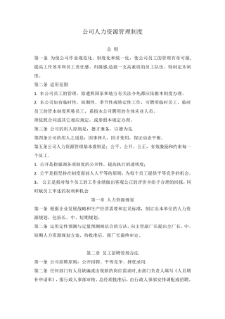 公司人力资源管理制度