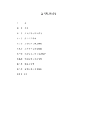 公司人力资源规章制度