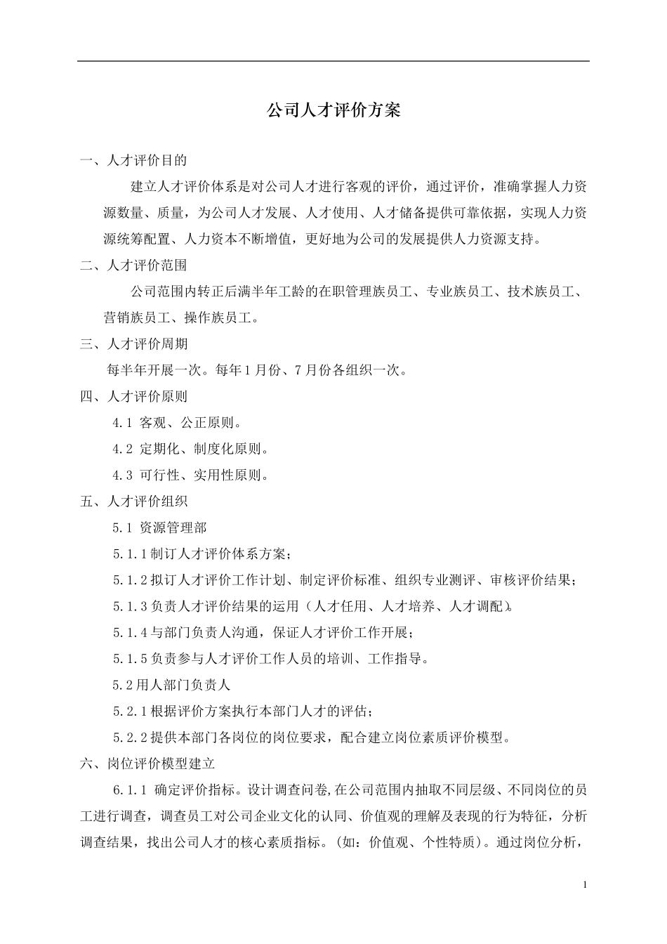 公司人才评价体系方案_第1页