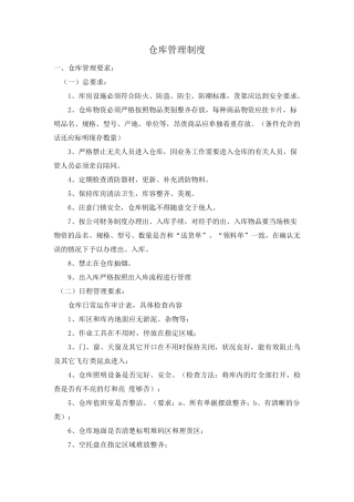公司仓储部管理制度