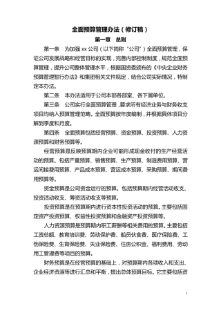 公司全面预算管理办法