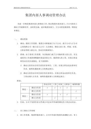 公司内部人事调动管理办法