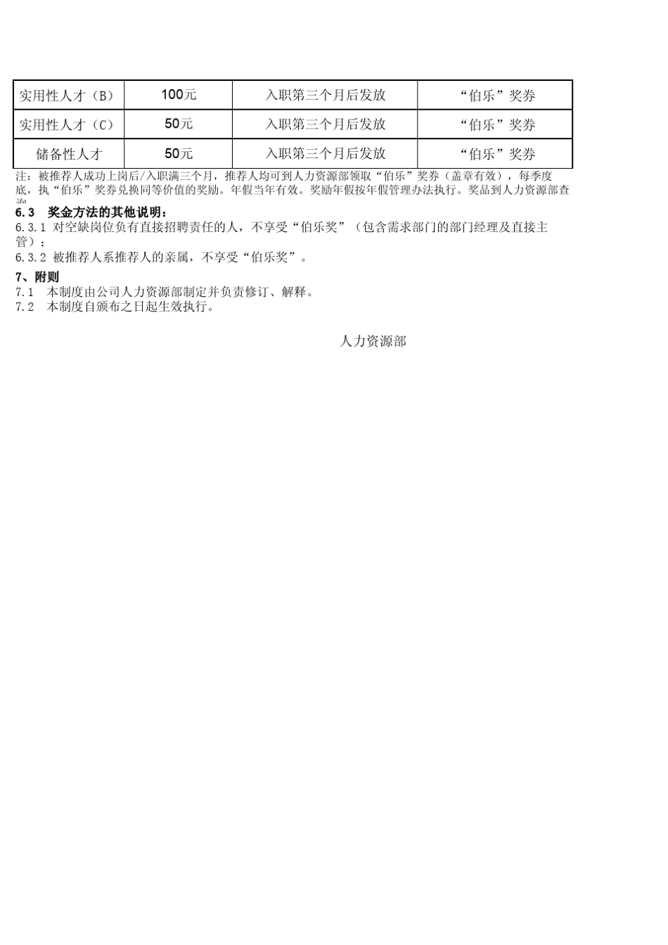 公司内部推荐(制度+推荐表+记录表+伯乐券)_第2页