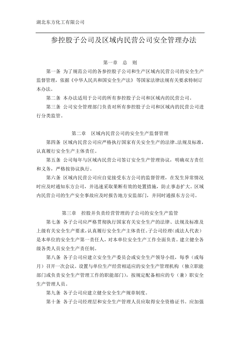 公司参控股子公司及区域内民营公司安全管理办法_第1页