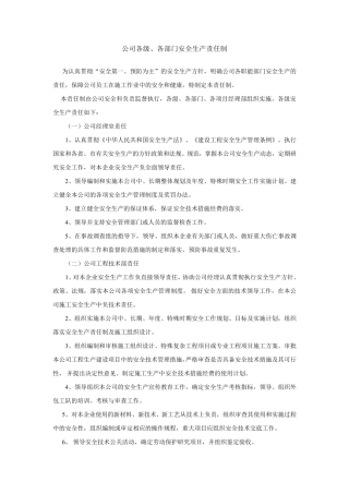 公司各级、各部门安全生产责任制